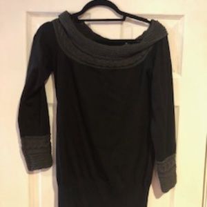 Black sweater with deep cowl